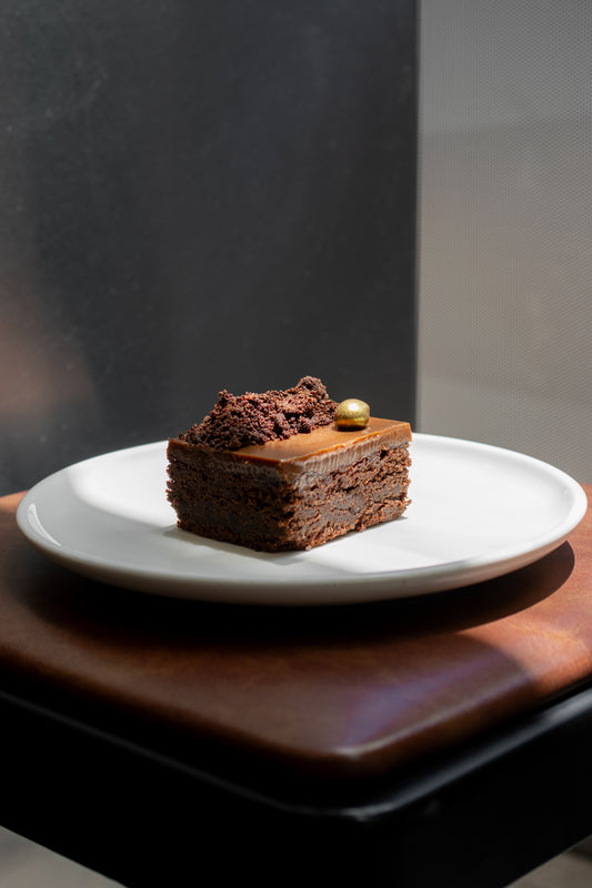 Flourless Chocolate Brownie w/Coffee Caramel Ganache (GF)